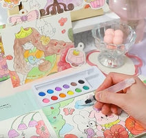 Cartoon Art Coloring Painting Set for Kid's